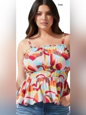 NWT Torrid Square Neck Peplum Crinkle Gauze Cami top blouse tank 1 14-16